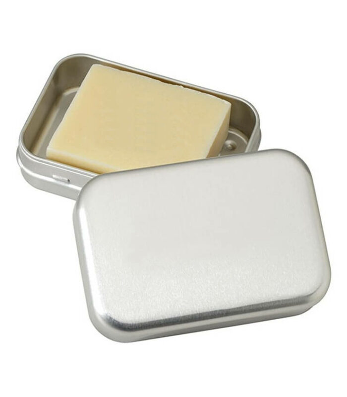 boite pour un savon en aluminium avec egouttoir