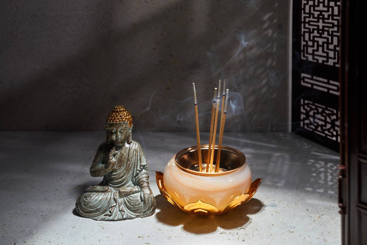 brûleur encens Bouddha rituel