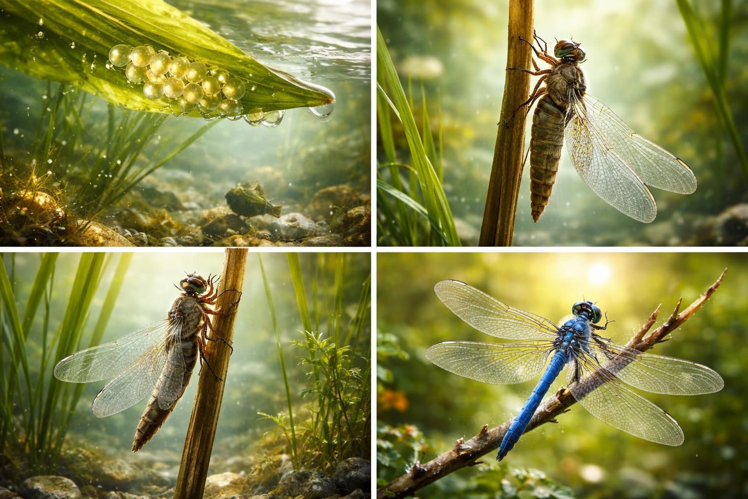 découvrez le cycle de vie captivant du bleu libellule, de la ponte de l'œuf à l'émergence de l'adulte, et explorez chaque étape de sa transformation unique.