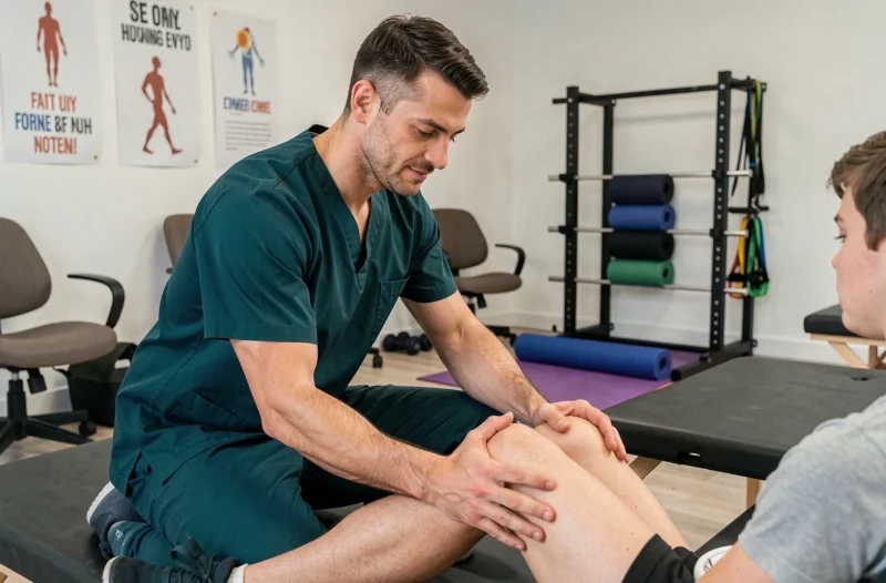 Kinésithérapeute Peronnet Regis réalisant une rééducation sportive à Évry